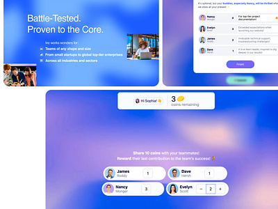 Inc. — Team Praise & Recognition Platform app design ui ux web