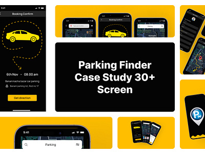 Parking Finder App UX Case Study ai design app application design ui best parking finder app branding case study creative design creative ui design design ai design ui parking app design mockup parking finder app cash study ux ux design uxui design web application design