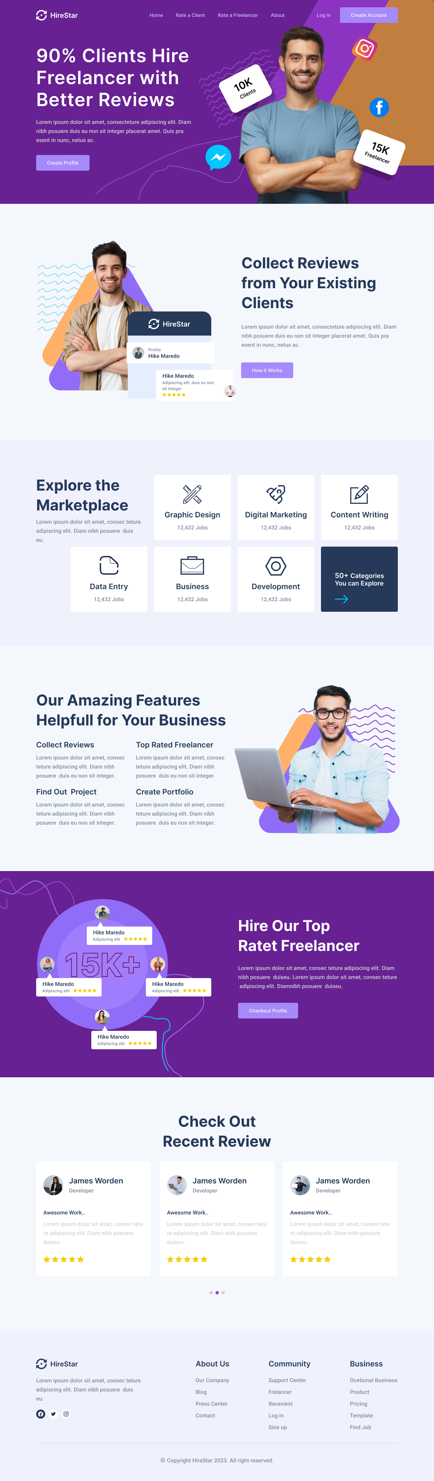 HireStar - Hiring Platform Landing Page by Shamsunnahar Lima on Dribbble