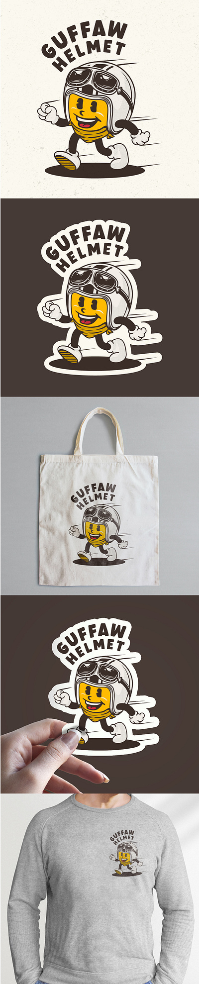 Guffaw Helmet - Logo Mascot Design Retro Rubber branding cartoon character emoji helmet ilustration logo logodesign logomascot mascot sticker