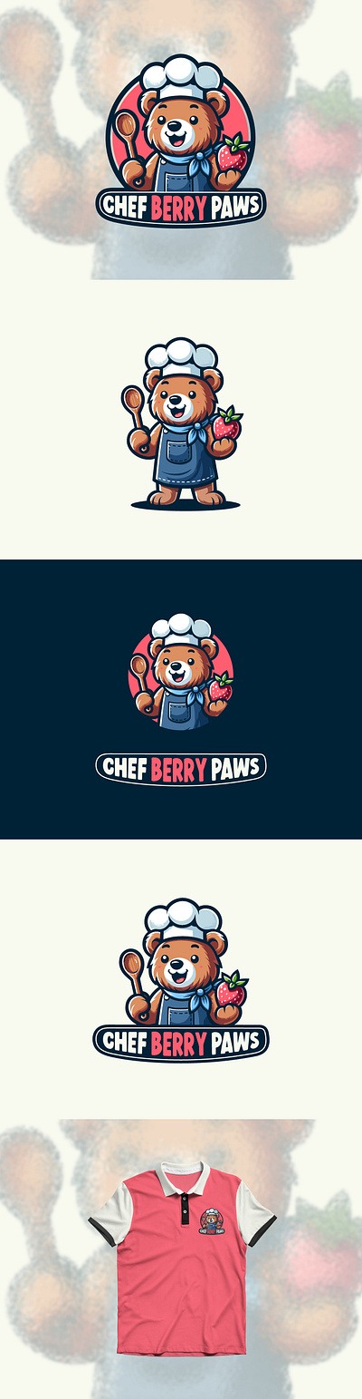 Chef Berry Paws - Logo Mascot Design Playful artwork bear berry branding chef cute logo logodesign mascot mascotlogo paws playful