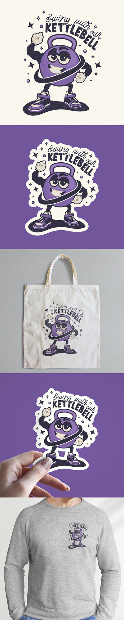 Swing with our Kettlebell - Logo Design Mascot Retro Rubber