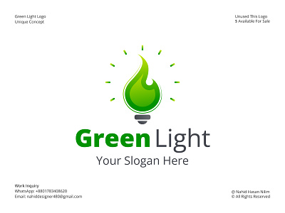 Creative Green Light Logo | Logo Branding | Logo Design Template brand design brand identity design branding business logo company logo creative logo graphic design green light green light logo green light logo design green light logo template green logo light logo logo logo branding logo design logos minimal logo minimalist logo natural logo