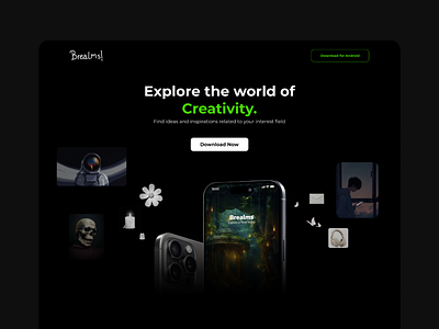 #003 Landing Page 003 brealms dailyui dark theme landing page stock images ui ux webpage