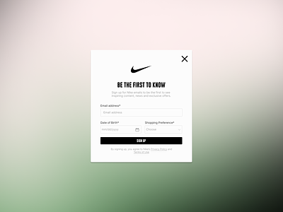 Pop-up Overlay Nike 👟016 #DailyUI branding design designer emails graphic design justdoit nike overlay popup signup ui uidesign uxui