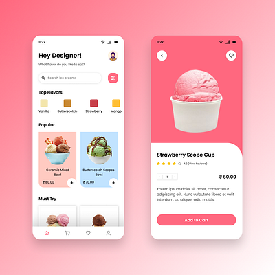 Ice Cream Mobile App dailyui mobileapp ui uidesign uiux ux uxdesign