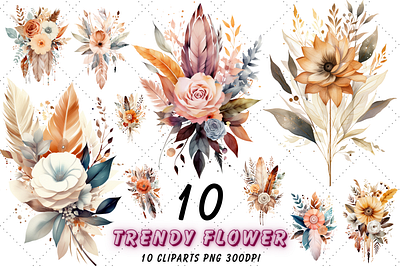 Watercolor Flower Feather Bouquet Art bouquet with feather design digital floral png feather bouquet floral clipart floral woodland flower feather bouquet flower feathers png graphic design illustration vector watercolor design wedding flowers