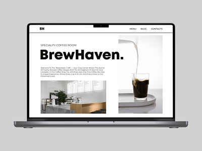 The concept of the main page for a coffee shop "BrewHaven." branding coffee design graphic design illustration logo main page typography ui