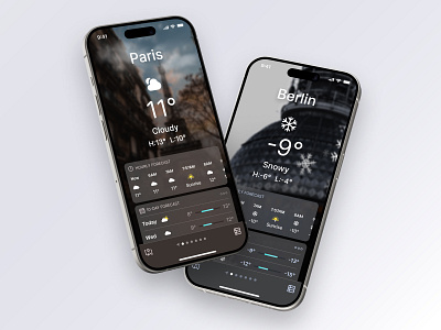 Weather App Redesign / Daily UI Challenge #3 app appdesign berlin branding design figma graphic design ios iphone miami mockup paris ui uidesign ux uxdesign uxui weather