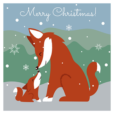 Cute red foxes, Christmas card baby christmas card cold season cute fox family fun happy holidays holidays illustration kids merry christmas mommy and me nursery seasonal snow sweet vector foxes winter