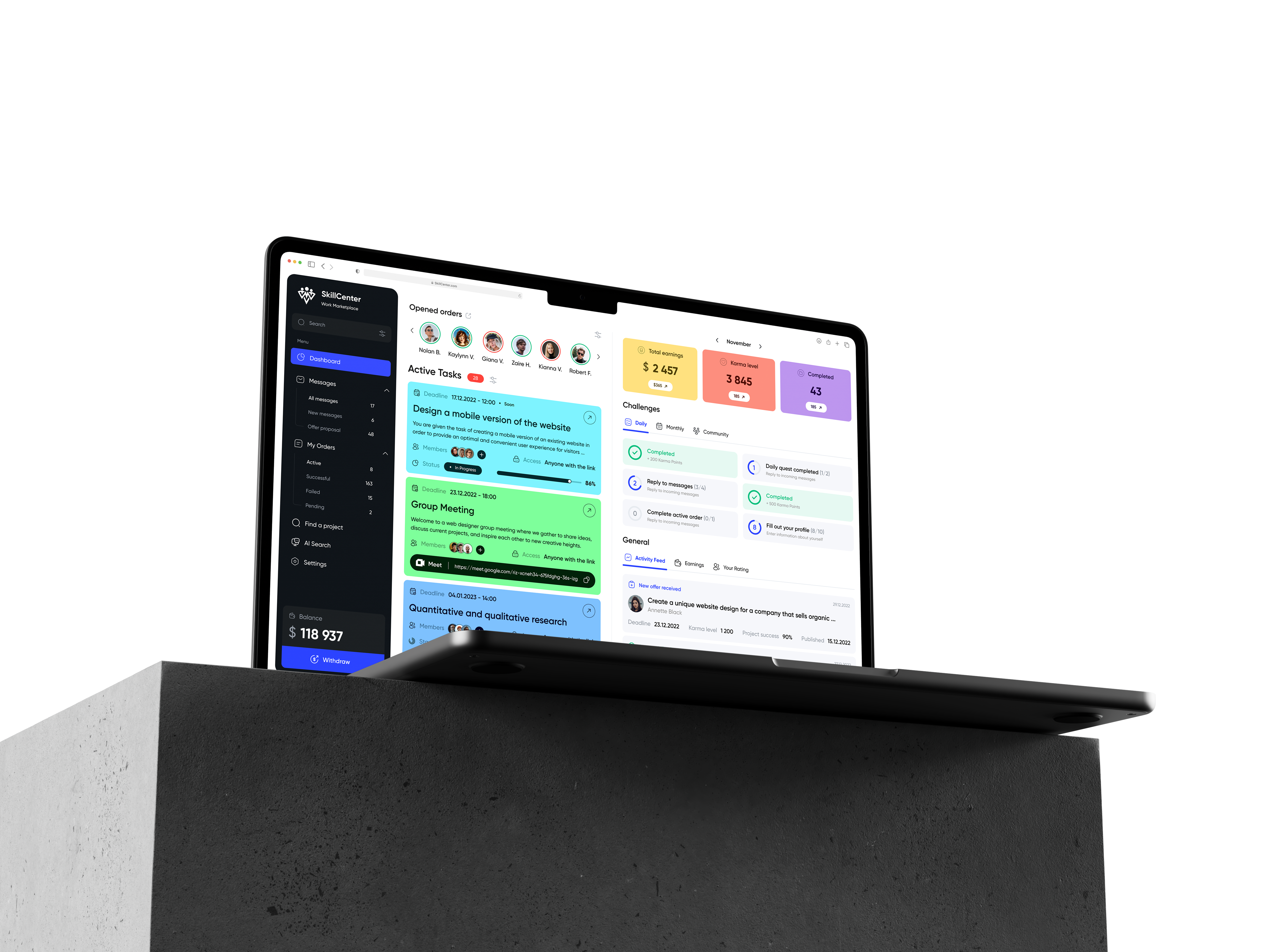 Skill Center - Work Marketplace app app design dashboard ui ux web web design