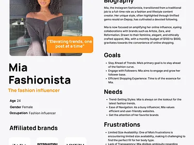 User Persona fashion website persona persona for clothing website user persona