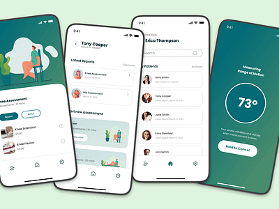 Physmate: Smart Goniometer App for Physiotherapists app design figma product design ui ux