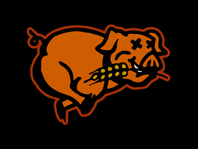 The BBQ Buggy - Running Pig Mascot barbecue bbq country dead logo mascot meat pig wheat