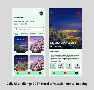 Daily UI Hotel or Vacation Rental Booking #067 hotel or vacation rental booking mobile app design ui uidesign uiux ux uxdesign
