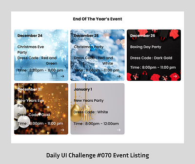 Daily UI Event Listing #070 end of the year event ui uidesign uiux uiuxdesign ux uxdesign webdesign
