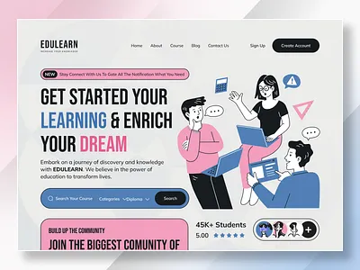 E-learning Landing Page UI best design 2024 child learning landing page color design e learning landing page ui education app ui hero section landing page hero learning app ui mobile app ui mubarak hossen mubarakuix new design piximbond top tranding design ui uiux website ui
