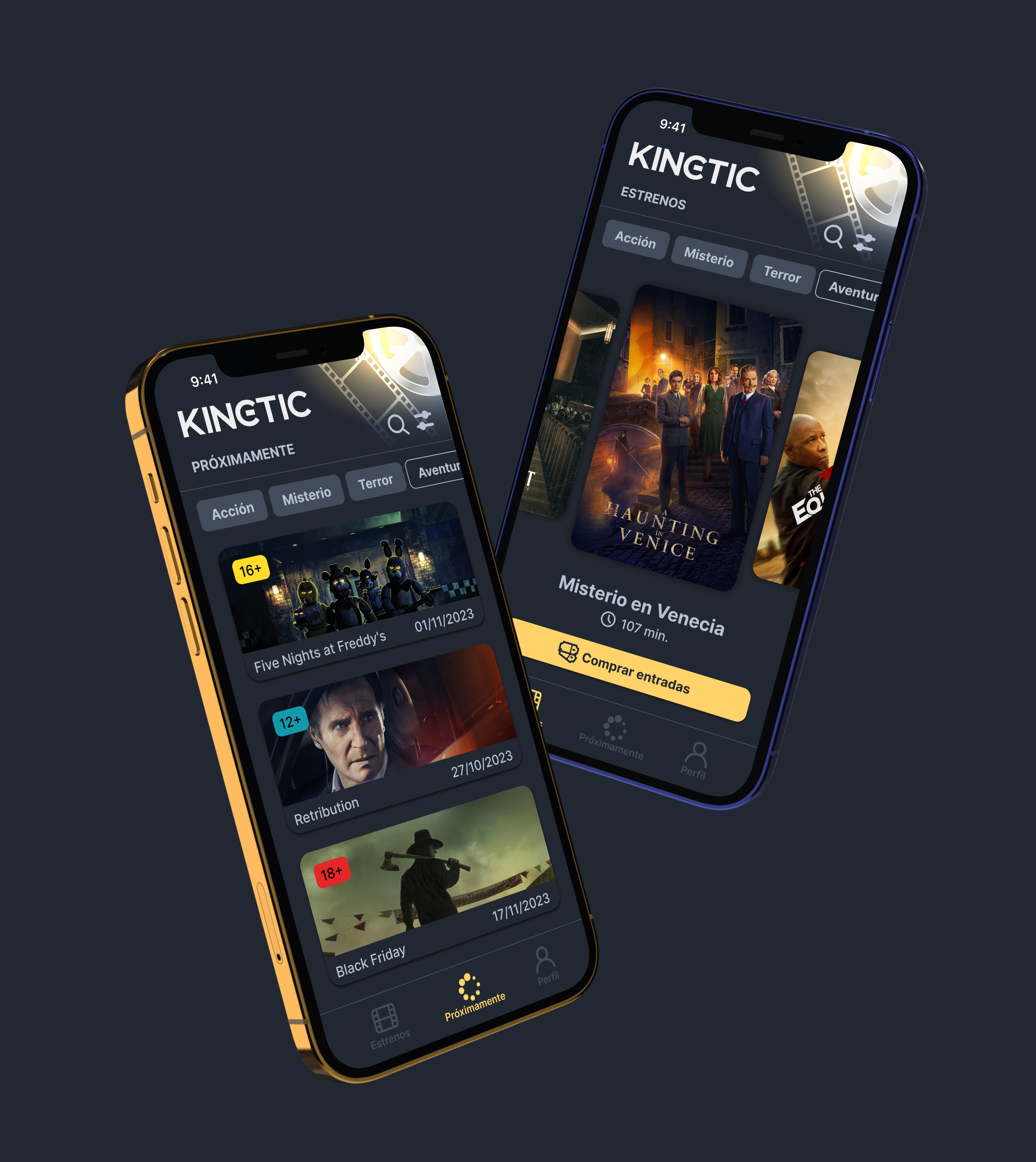 Kinetic — Cinema App branding design thinking graphic design research ui ux