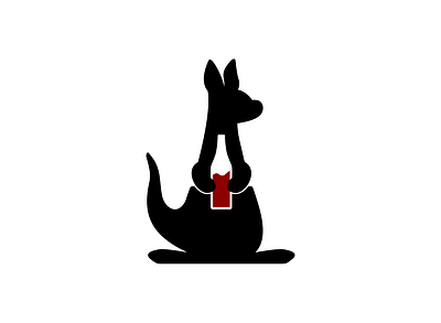 Kangaroo with wine australian kangaroo logo logotype negative space pet pets wine