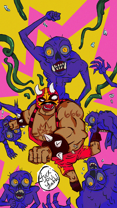 Diablo Luchador VS. Flesh-eating Zombies of the Eighth Dimension animation character cómics graphic design illustration