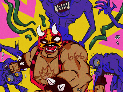 Diablo Luchador VS. Flesh-eating Zombies of the Eighth Dimension animation character cómics graphic design illustration