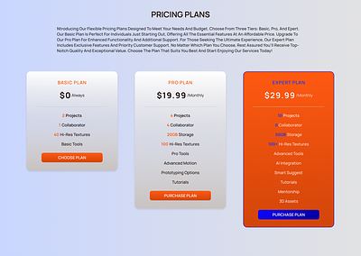 Orange Pricing Plans components design orange pricing plans silver ui ui component ui design web