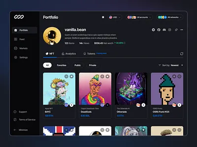 Decentralized NFT app app blockchain crypto dapp dark gallery nft platform ui webapp