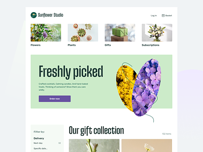 Flower shop - Home page daily ui design filter flower shop flowers purple ui web web shop