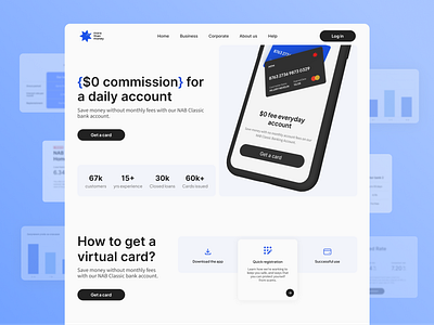 Home page for the bank app bank design ui ux visial web webdesign