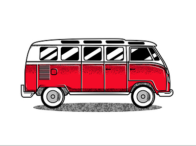 VW BUS halftone hand made illlustration illustration illustrator vector