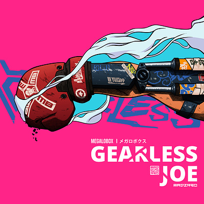 Gearless Joe anime anime fanart battle boxing cover art cyberpunk cyborg digital art electropunk gear gearless joe graphic design illustration machine madz4en manga mecha megalobox sports typography