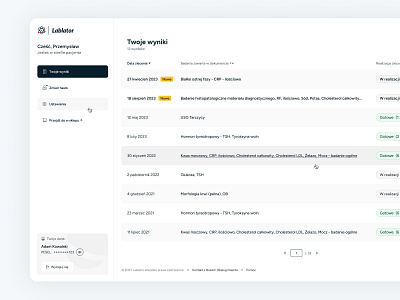 Lablator - Labolatory Client Panel Design admin panel blood client design graphic design heavy content labolatory panel results table ui ux