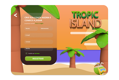 Tropic Island sign in coconut game island signup ui