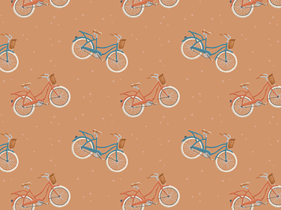 Beach Cruiser Bike Pattern beach cruiser bicycle bike bike design cute design design digital art digital illustration drawing illustration pattern design procreate procreate illustration repeating pattern surface pattern design