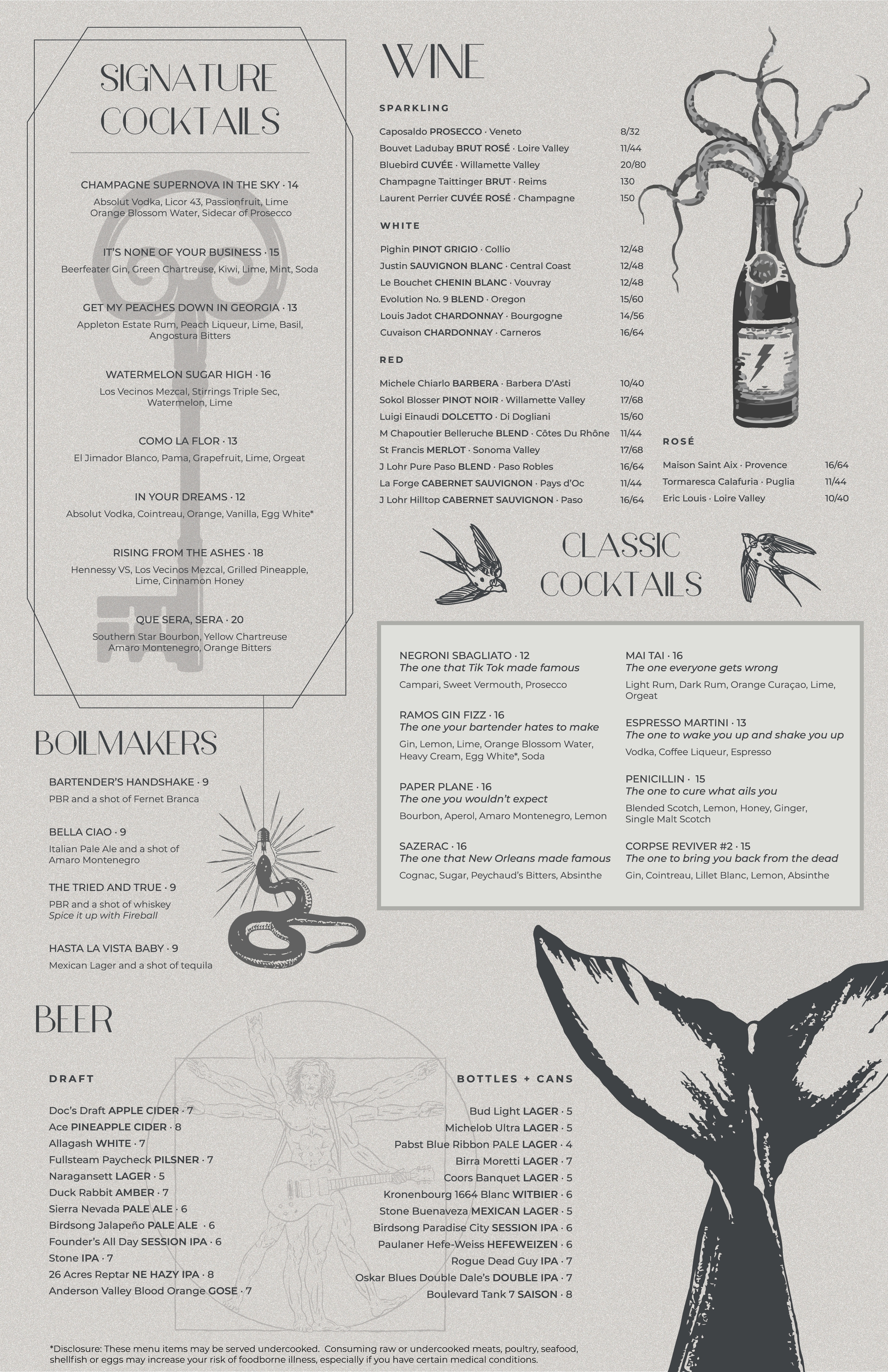 SupperClub SouthEnd Beverage Menu beverage menu brand inspiration branding cocktail menu design drink menu graphic design illustration menu design restaurant menu typography