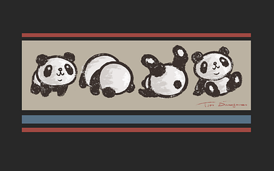 Panda rolling forward animal character illustration panda