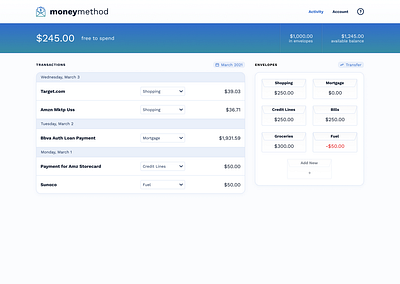 FinTech App for Managing Money dark mode data table fintech money