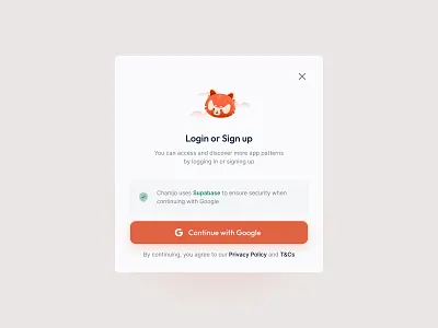 Chamjo — Single Sign On (SSO) Pop-Up animal card cloud design login minimalism minimalist orange page pop popup raccoon red panda register sign sso ui up ux web