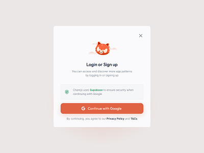 Chamjo — Single Sign On (SSO) Pop-Up animal card cloud design login minimalism minimalist orange page pop popup raccoon red panda register sign sso ui up ux web