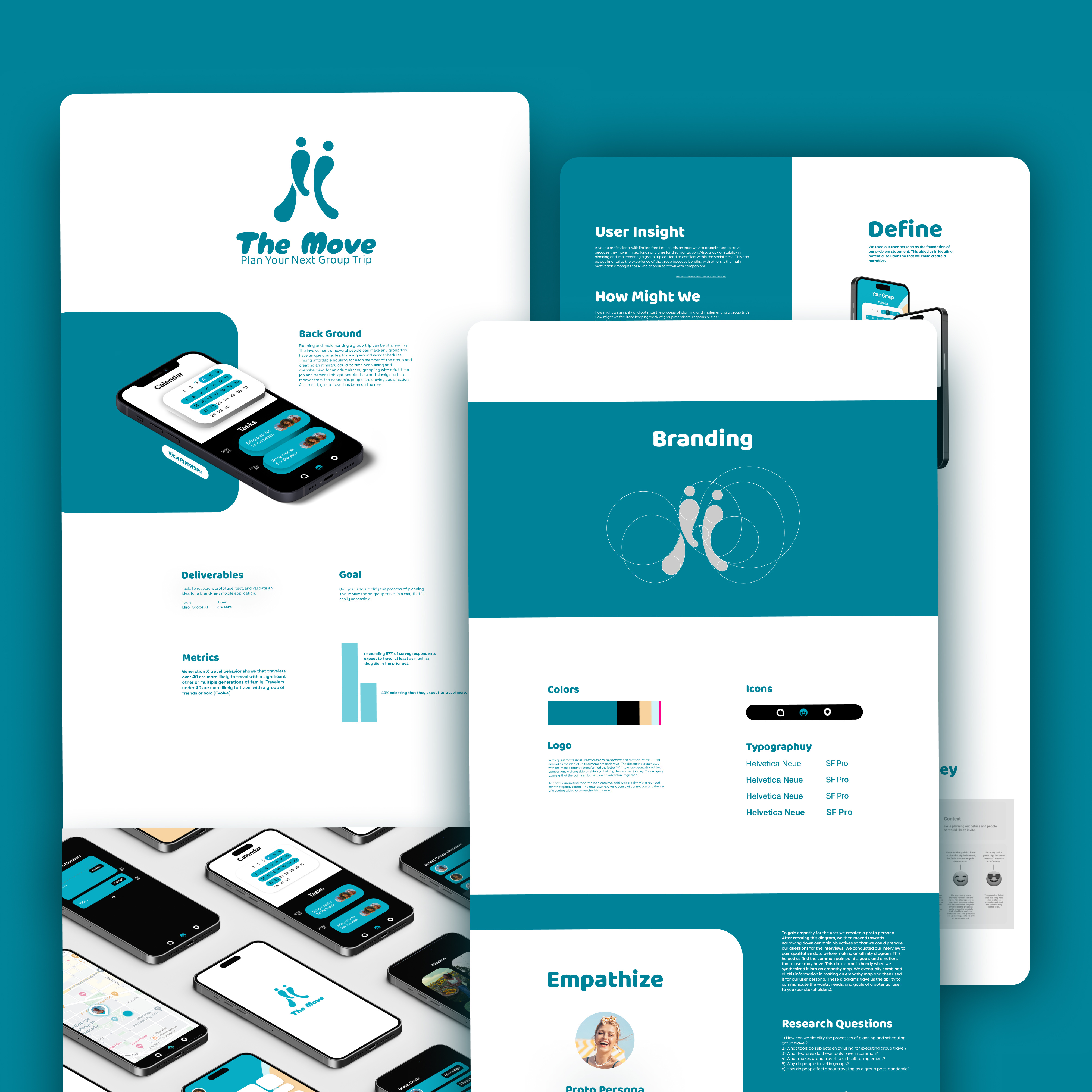 The Move Case Study app brand branding call calligraphy creative logo dailyuidesignchallenge digital geometric graphic design lettering logo design mobile mobile app profile tech ui