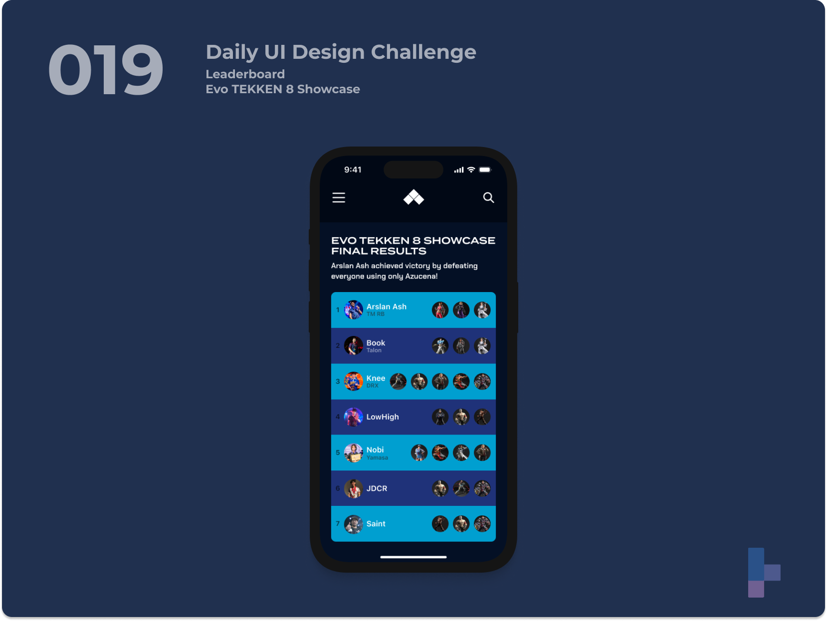 Daily UI 019 - Leaderboard daily ui 019 daily ui 19 dailyui evo fighting games leaderboard tekken ui video games visual design