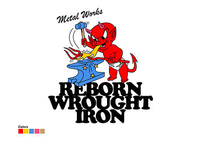 REBORN WROUGHT IRON - METAL STUFF bootleg branding design graphic design hot stuff illustration logo merch tshirt