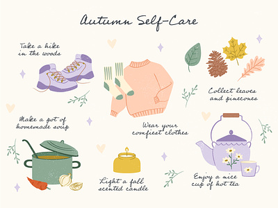 Autumn Self-Care autumn cottage core cute cute illustrations graphic design hand drawn illustration infographic mental health self care