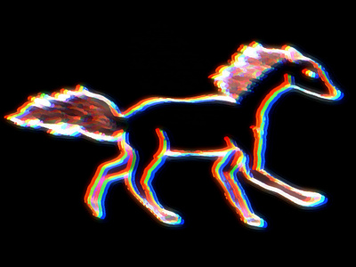 neon horse animal black colorful dark horse illustration isolated running