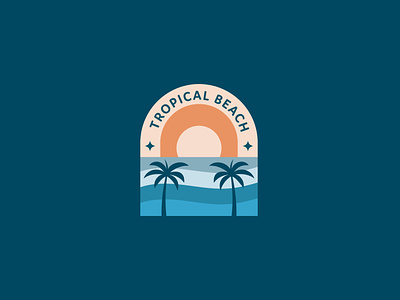 Two palms tropical beach logo badge beach beach logo branding coast design emblem graphic design island logo ocean palm sea summer sun sunset tree tropical two wave