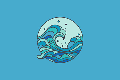 Ocean wave icon blue color blue branding circle design graphic design icon logo ocean ocean wave round sea sea wave splash vector water water icon wave wave logo wave water