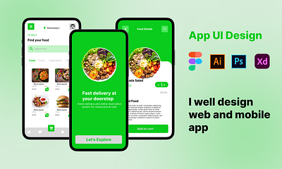 Food App UI Design app app design branding design food food app graphic design illustration logo ty typography ui ui design ux vector