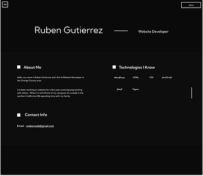 Ruben Gutierrez, Website Developer: About Page about me about page ruben gutierrez typography web design website designer website developer