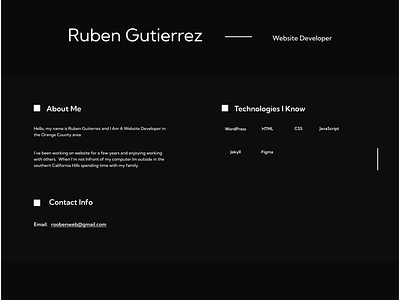 Ruben Gutierrez, Website Developer: About Page about me about page ruben gutierrez typography web design website designer website developer