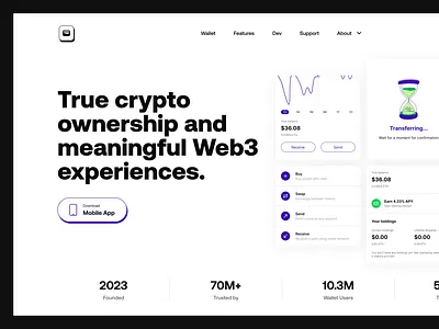 Crypto/Web3 wallet landing page branding crypto crypto wallet crypto website design minimalism ui ui design uidesign uiux uxdesign wallet landing page web design web3 website